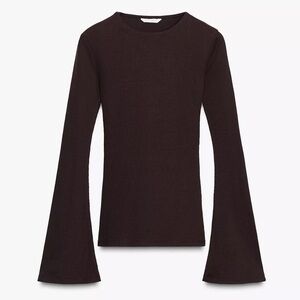 Rib Top with Flared Sleeves